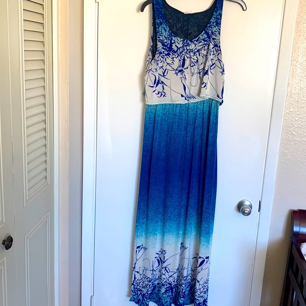 Gradient white and blue maxi dress